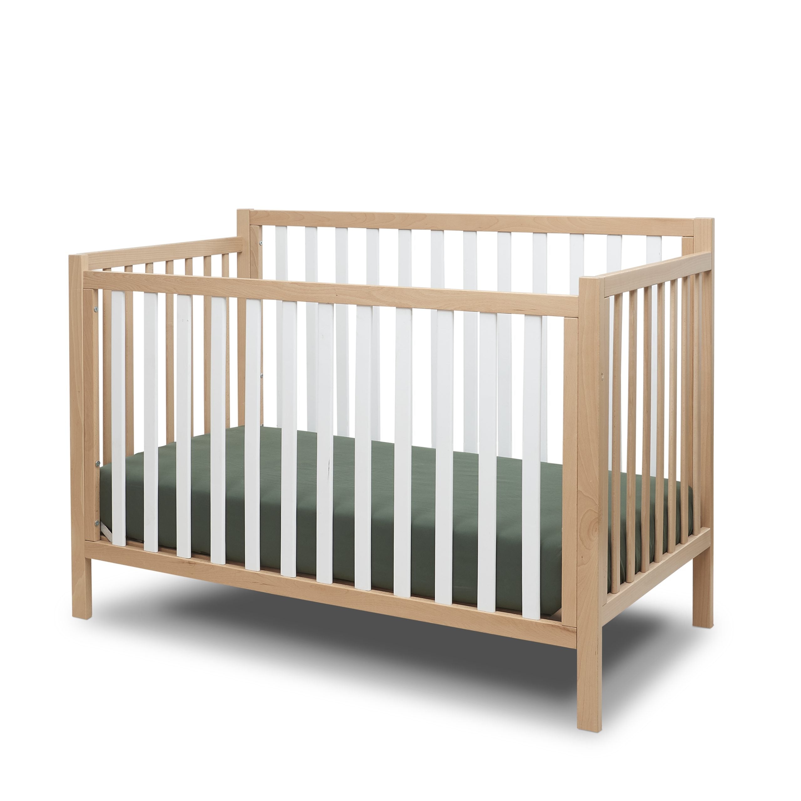 Essex Euro 4-in-1 Convertible Crib - Natural Wood and White