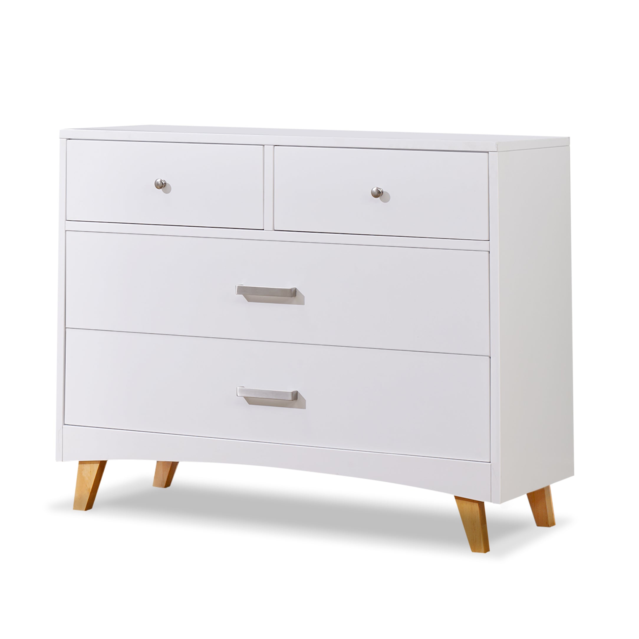 Soho 4 Drawer Dresser - Natural Wood and White